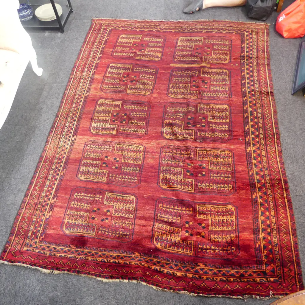 HAND KNOTTED ALL WOOL TURKMAN RUG 2580x1840mm Image 1++