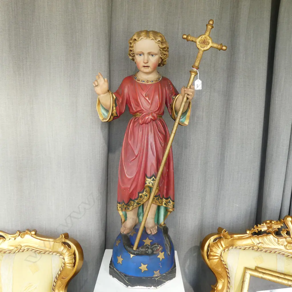 CARVED WOODEN RELIGIOUS FIGURE H.1000mm... Image 1++