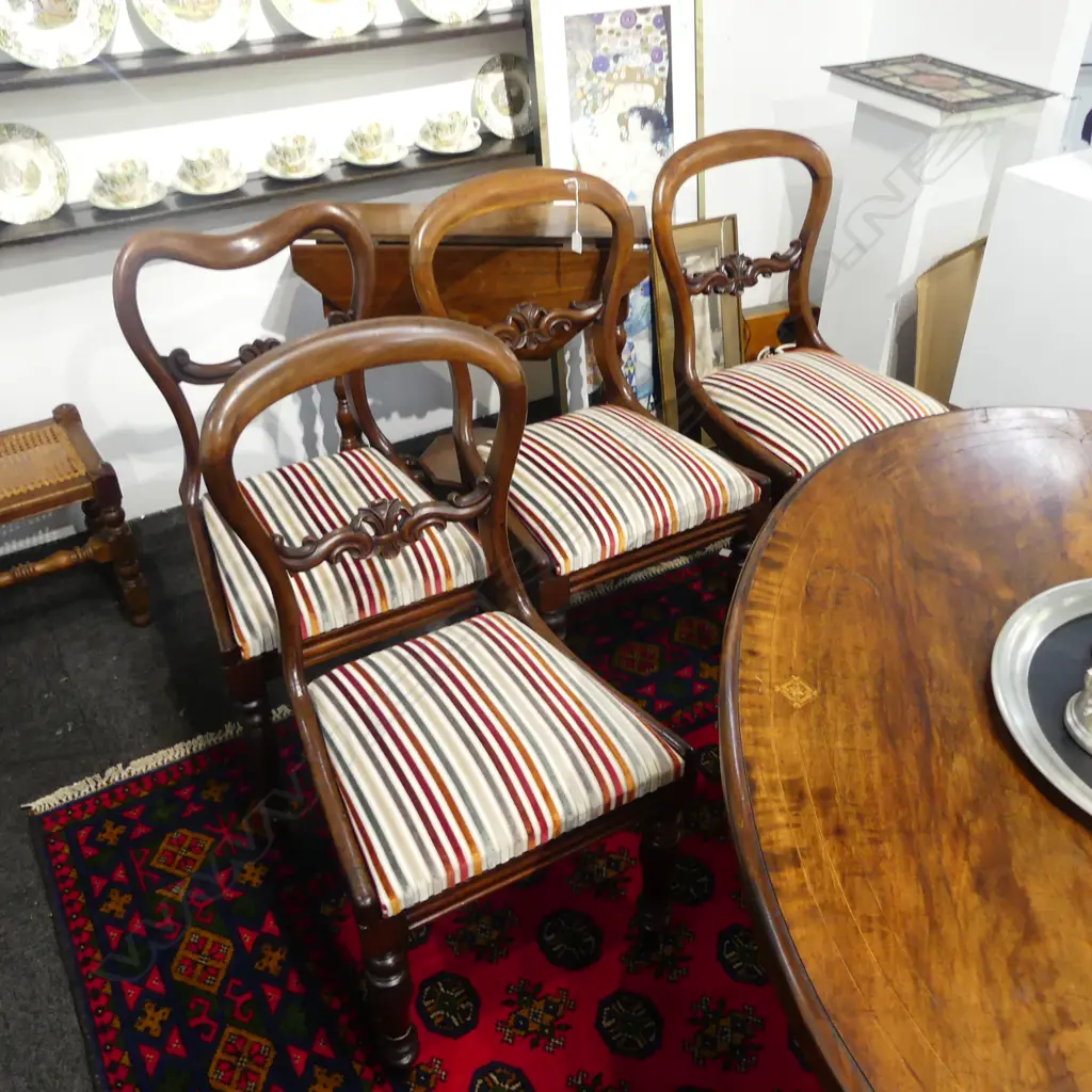 3 GOOD 19thC BALLOON BACK CHAIRS & OTHER 19thC SADDLEBACK Image 1++