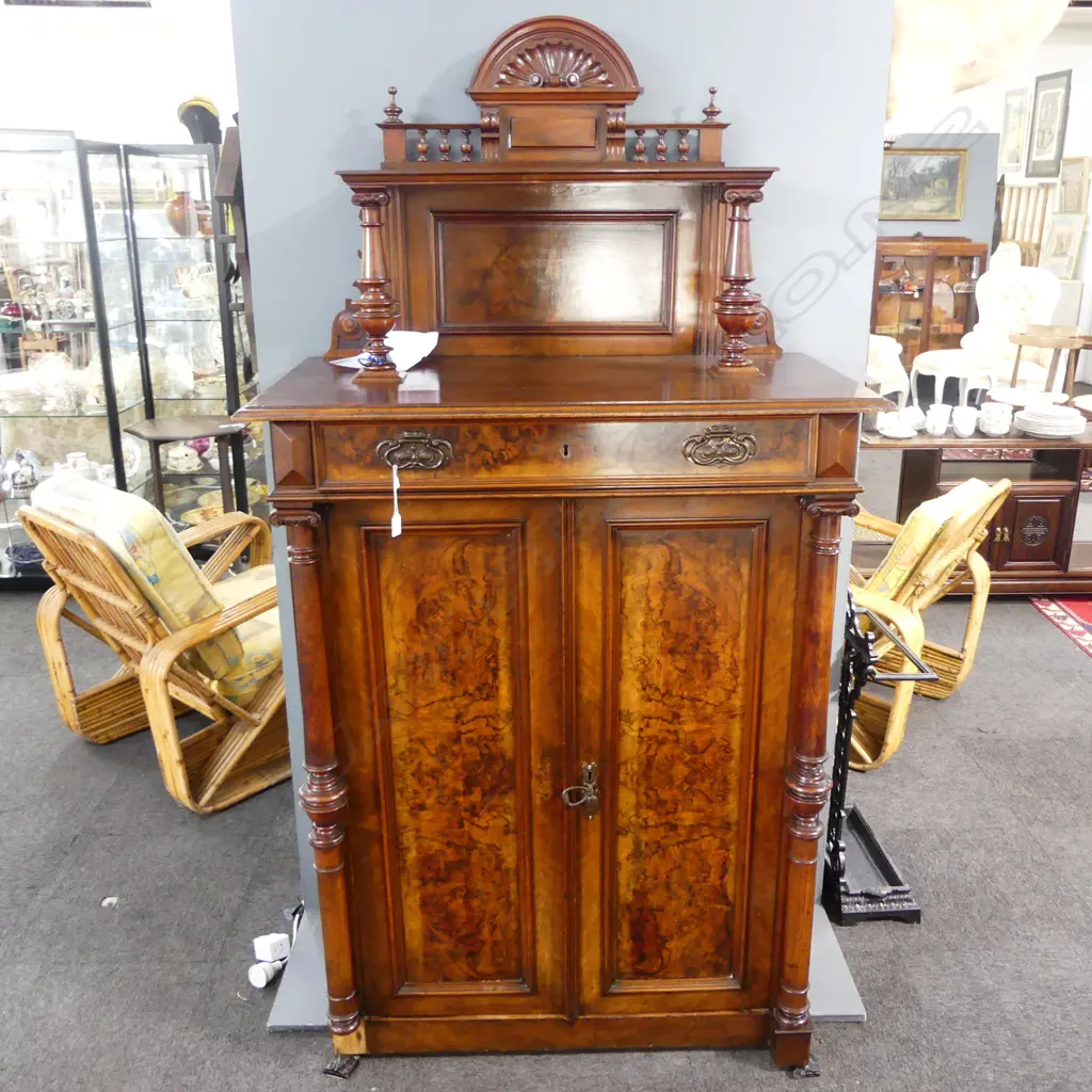 TALL WALNUT & MAHOGANY CHIFFONIER 1000x520x1870mm (NEEDS REPAIR) Image 1++