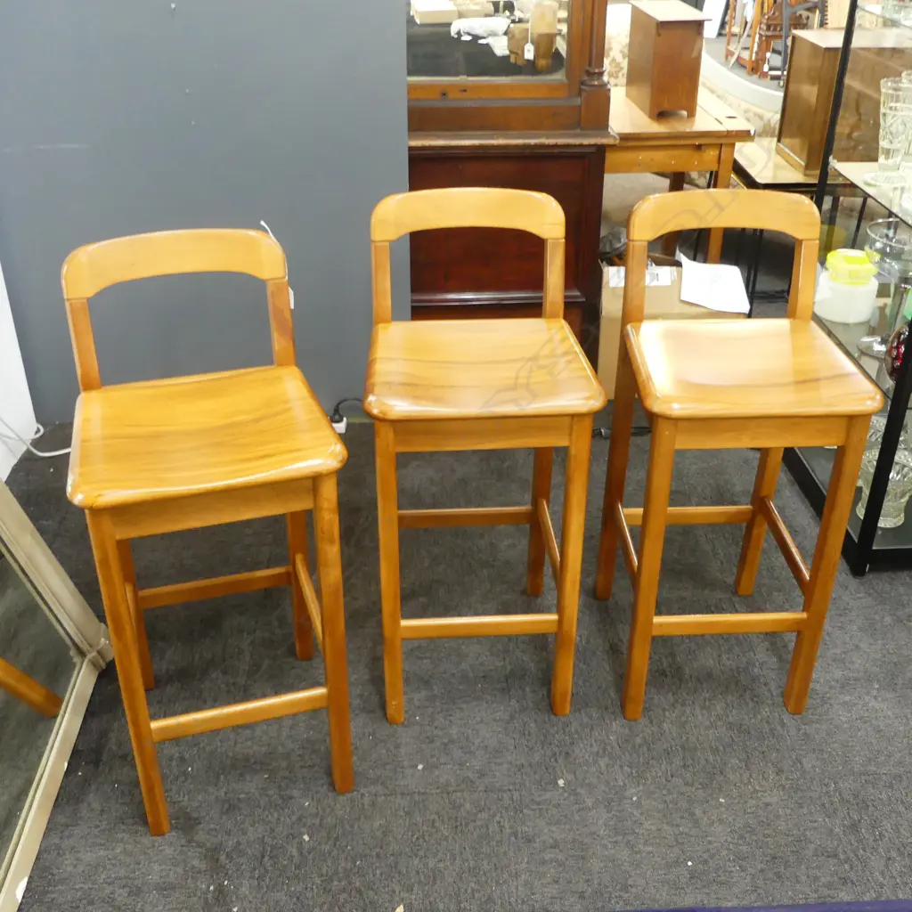 THREE RIMU BARSTOOLS H.870mm Image 1++