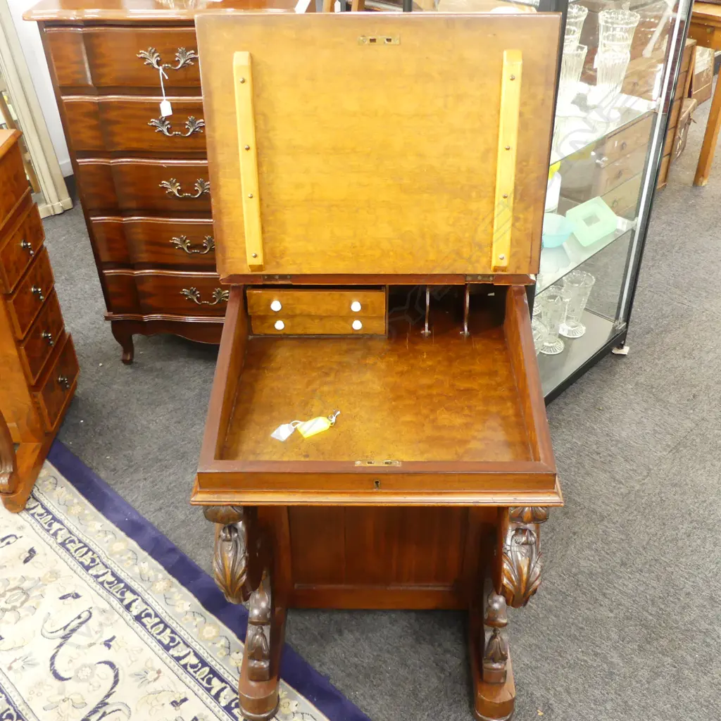 19thC MAHOGANY DAVENPORT 550x610x880mm  Image 1++