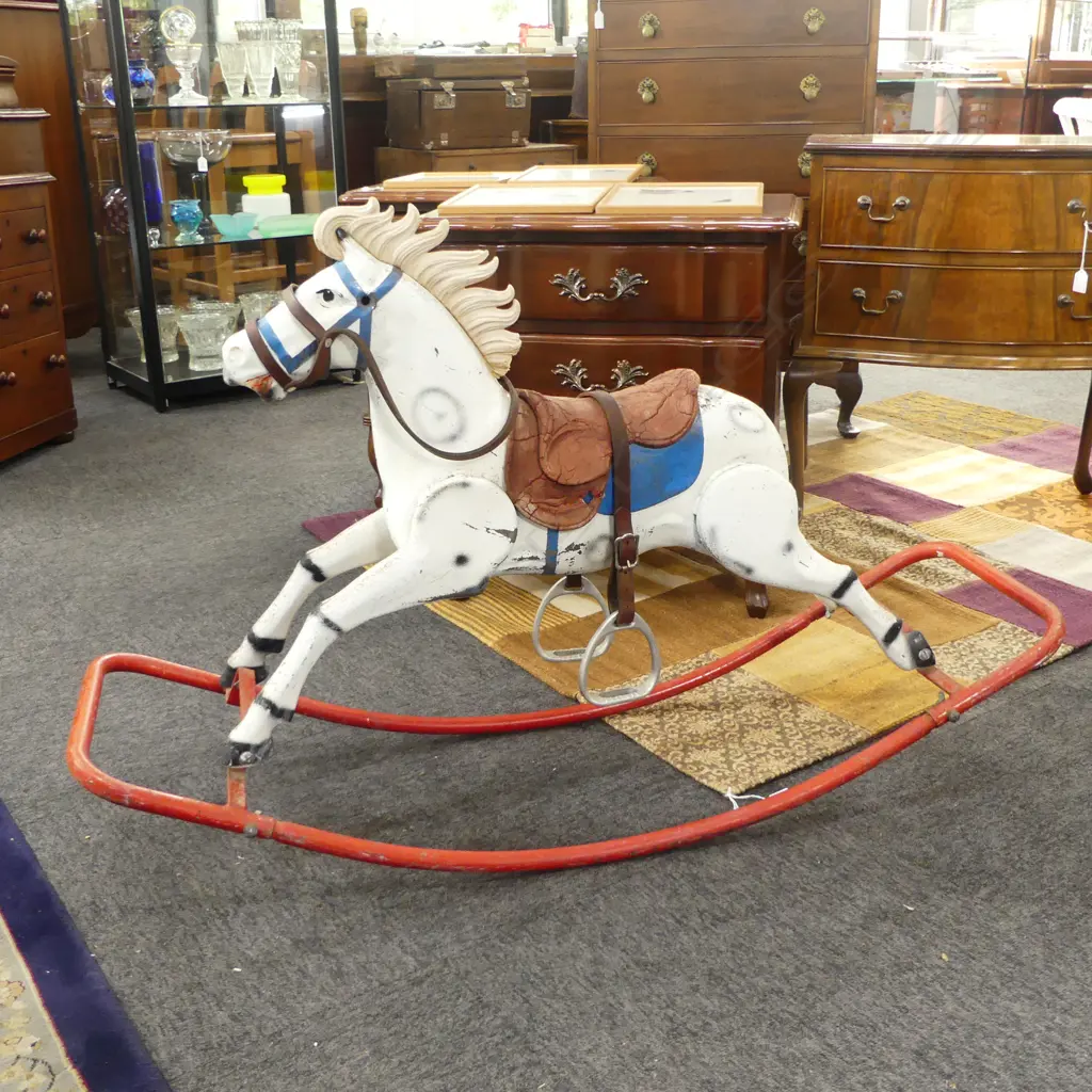 VINTAGE METAL ROCKING HORSE L.1120mm Image 1++