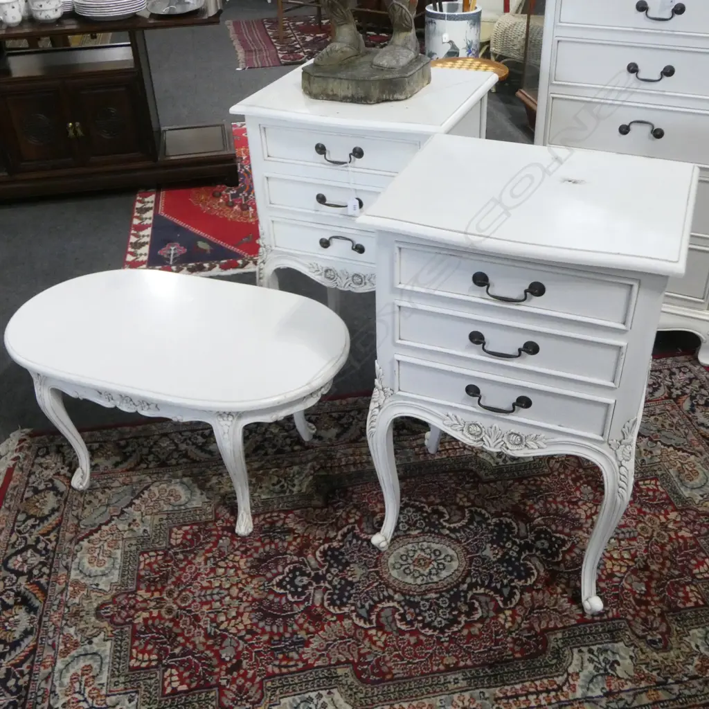 PR WHITE BEDSIDE DRAWERS 500x400x800mm & SIDE TABLE Image 1++