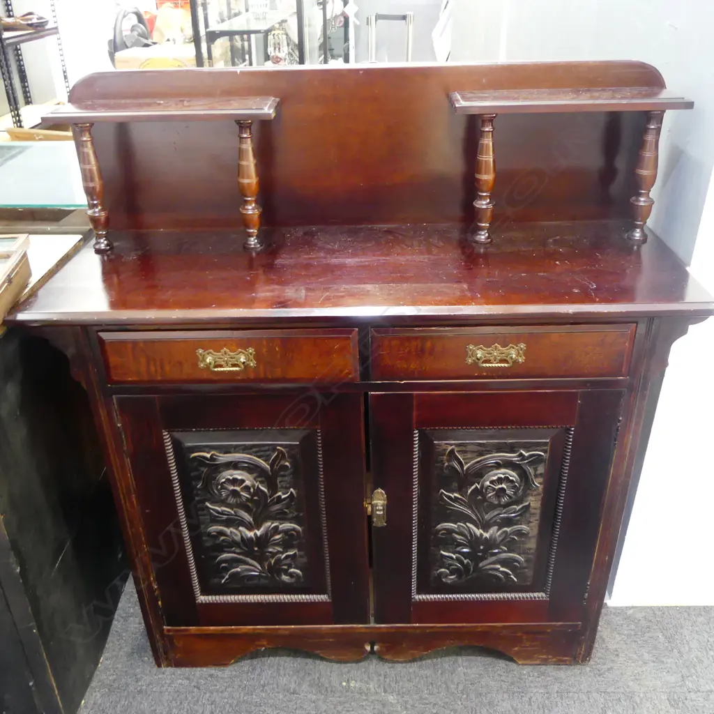 EDWARDIAN MAHOGANY CHIFFONIER 1215x460x1260mm Image 1++