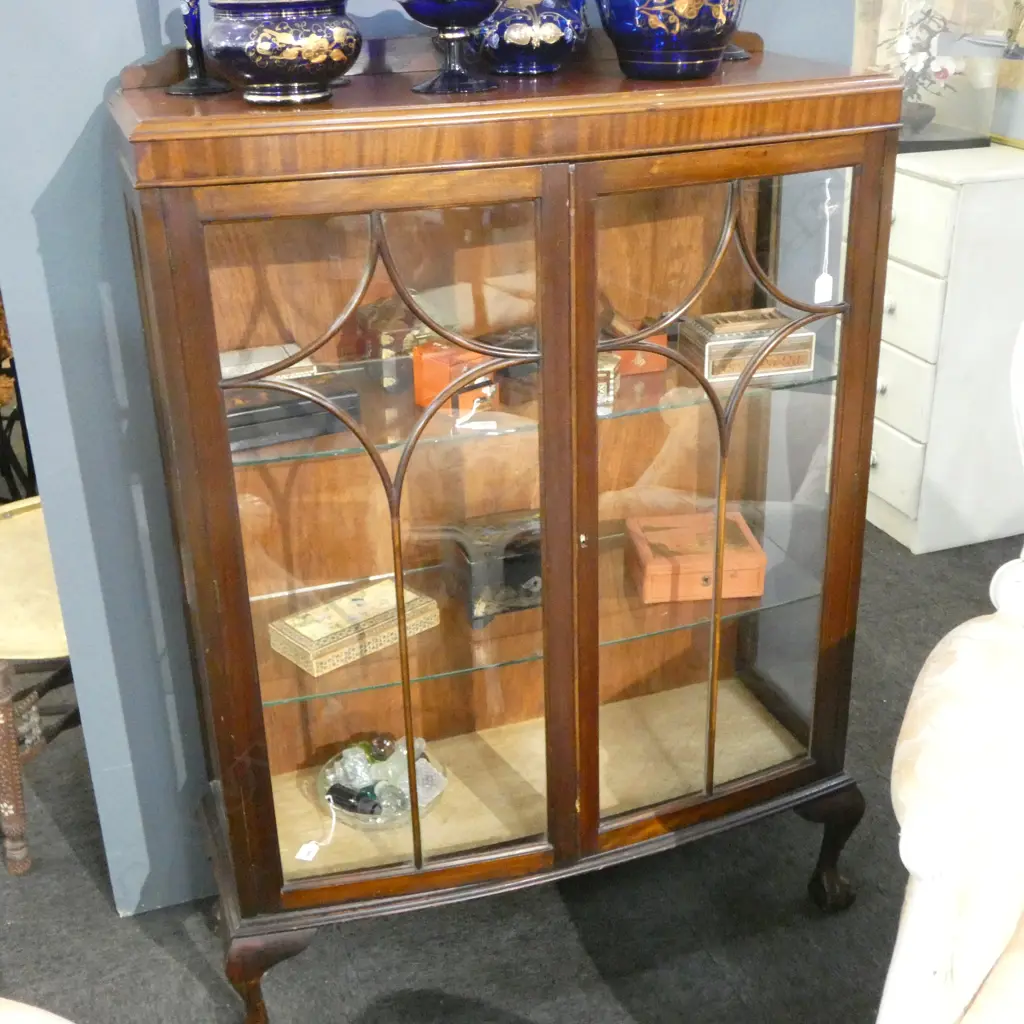 MAHOGANY GLAZED CHINA CABINET (NO KEY) 900x330x1340mm Image 1++