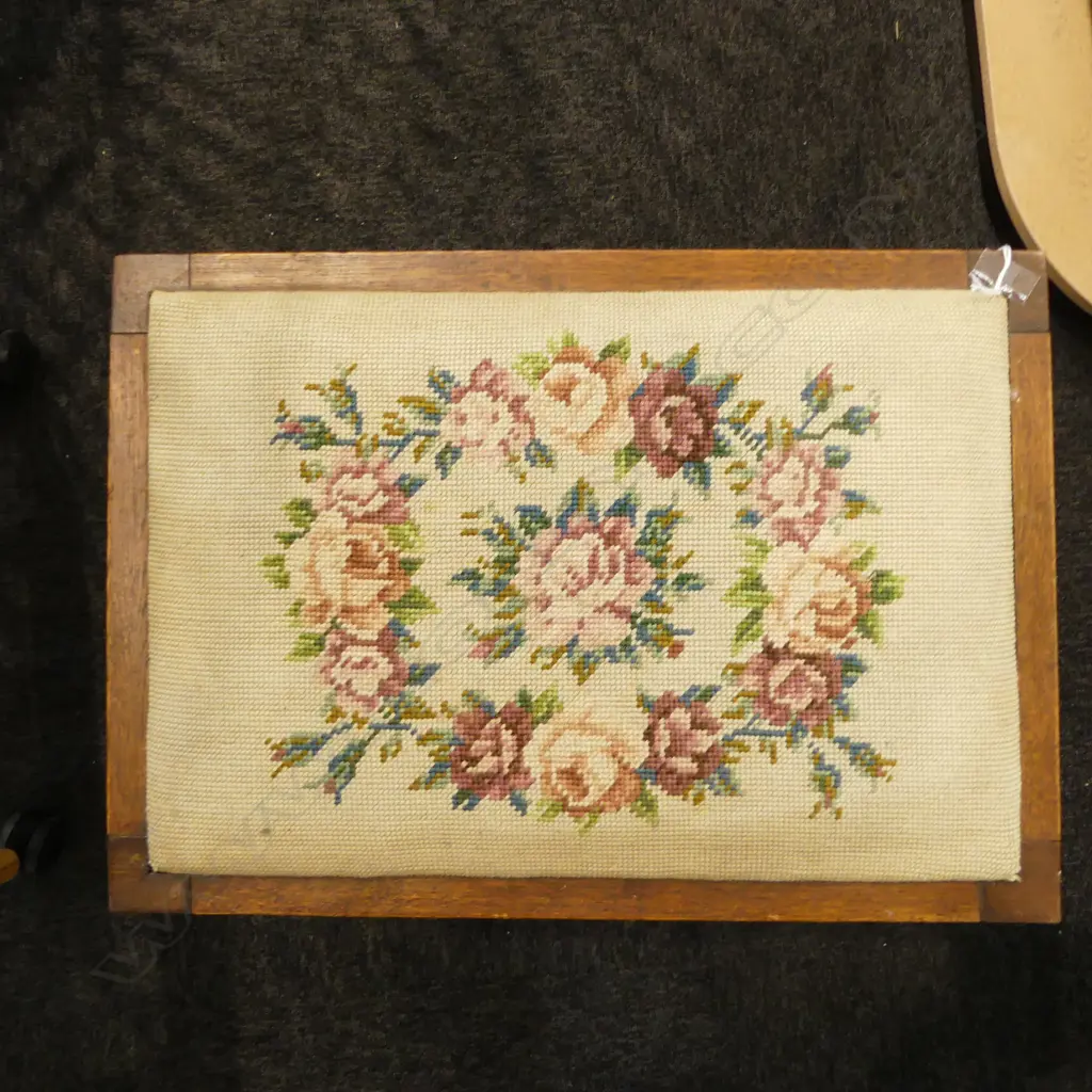 TAPESTRY TOPPED STOOL 475x335x465mm Image 1++