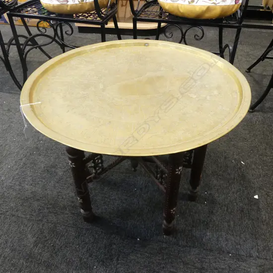 TRAY TABLE w. EGYPTIAN DESIGN H.470mm, 630mm dia