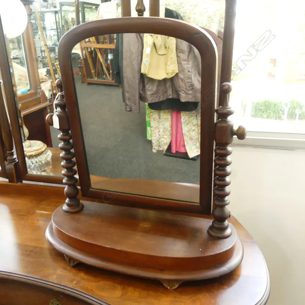 ANTIQUE DRESSER TOP MIRROR WITH COTTON REEL SUPPORTS W550 X H590mm Image 1++