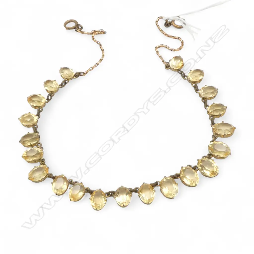 VINTAGE MULTI 21 CITRINE  NECKLACE with 9ct gold & gold plate fittings. L.400mm. Image 1++