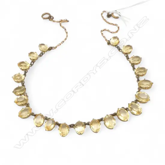 VINTAGE MULTI 21 CITRINE  NECKLACE with 9ct gold & gold plate fittings. L.400mm.