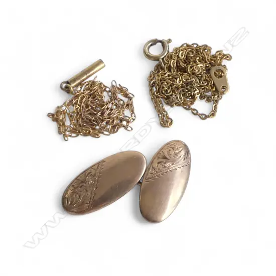 9CT CUFFLINK + 2 CHAINS 1 AF 4.44gms