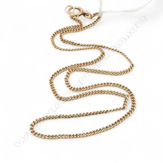 15ct ROSE GOLD CURB LINK NECK CHAIN with lge ring sprung clasp L.480mm.12gms