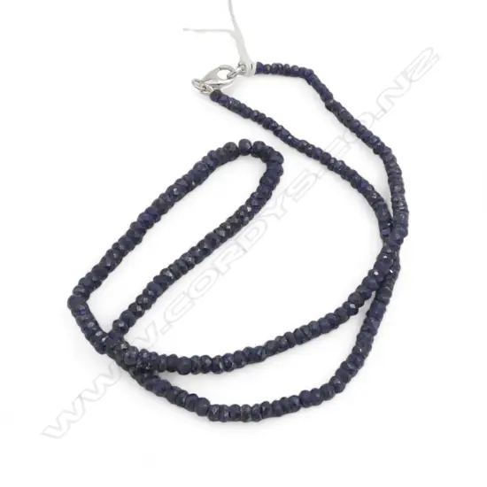BLUE SAPPHIRE NECKLACE, SILVER CLASP, L.460mm