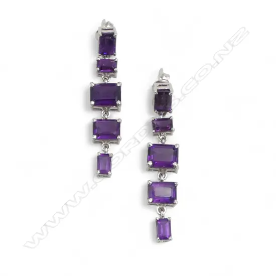SILVER & AMETHYST DROP EARRINGS