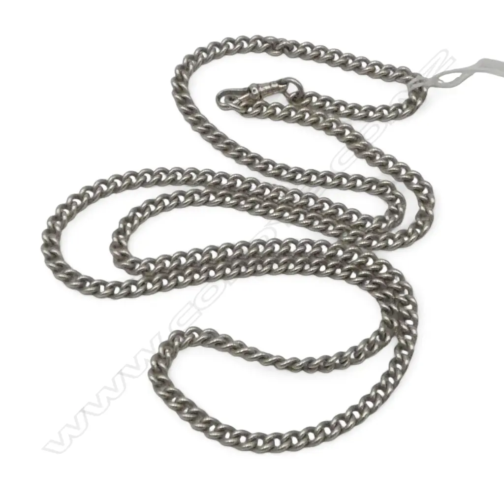 LONG SILVER NECK CHAIN curb link L.740mm 37gms Image 1++