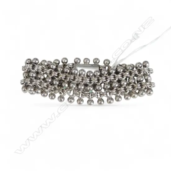 VICTORIAN SILVER BALL LINK WIDE BRACELET