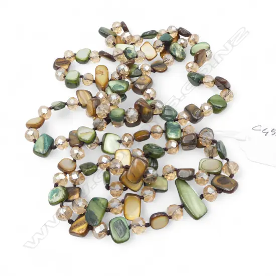 SHELL & AGATE OPERA LENGTH NECKLACE