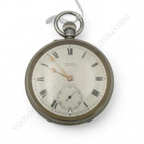 BAUME LONGINES chrome OPEN FACE POCKET WATCH running