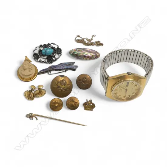 AAST. JEWELLERY + NZ airforce buttons + Citizen auto gent's watch etc 