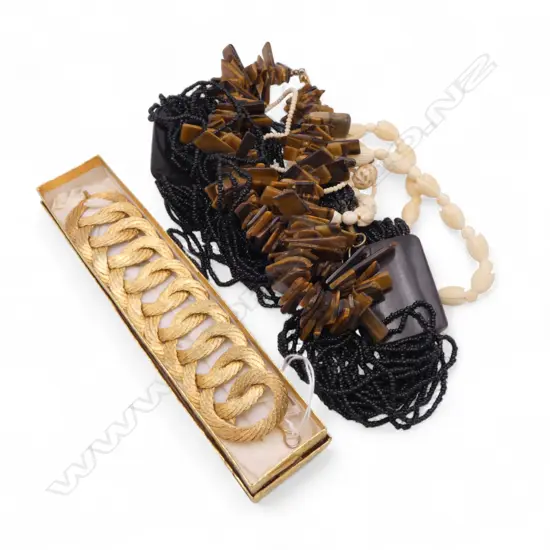 4 NECKLACES + GP COSTUME BRACELET