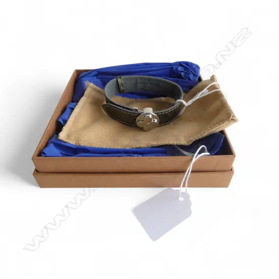 LOUIS VUITTON CYBER EPI LEATHER MILLENNIUM BRACELET w LV Monogram Flower, unused condition