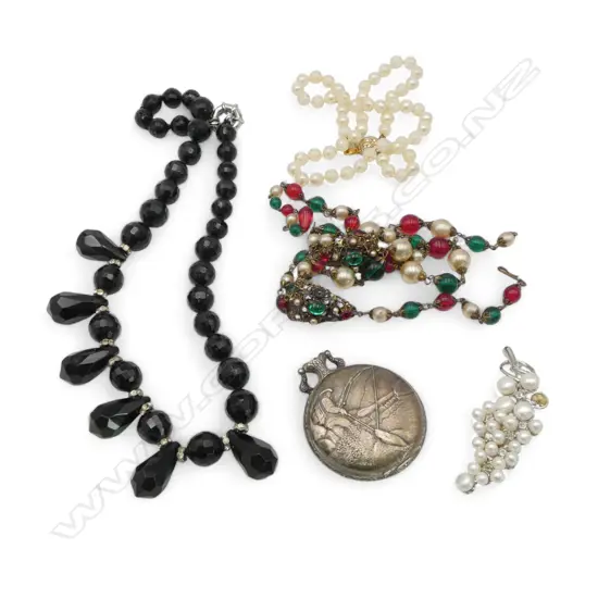 BAG COSTUME NECKLACES + FOB POCKET WATCH fishing theme AF