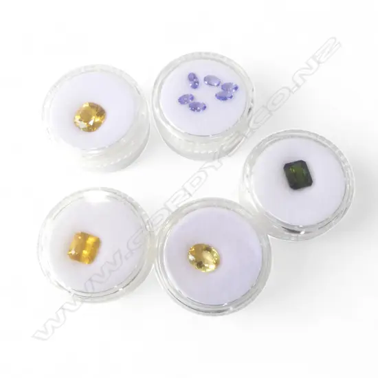 UNSET GEMSTONES; 3 YELLOW BERYLS, 6 OVAL PURPLE TANZANITES & GREEN TOURMALINE, 2.24ct