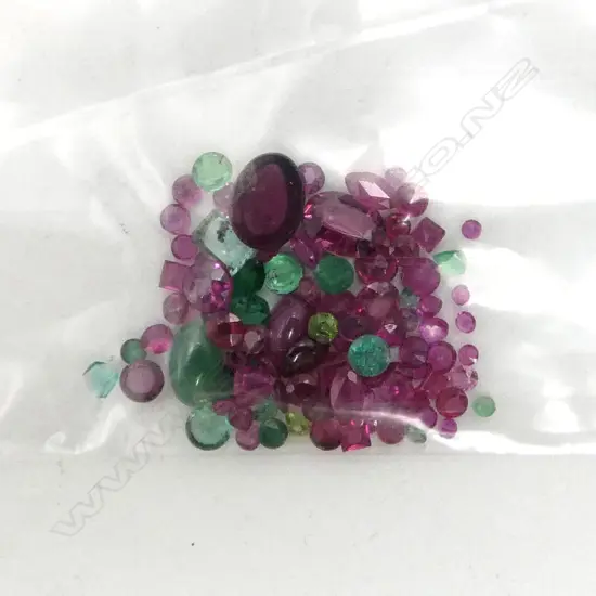 BAG OF LOOSE RUBIES & EMERALDS ex. manufacturing jeweller 8.6cts