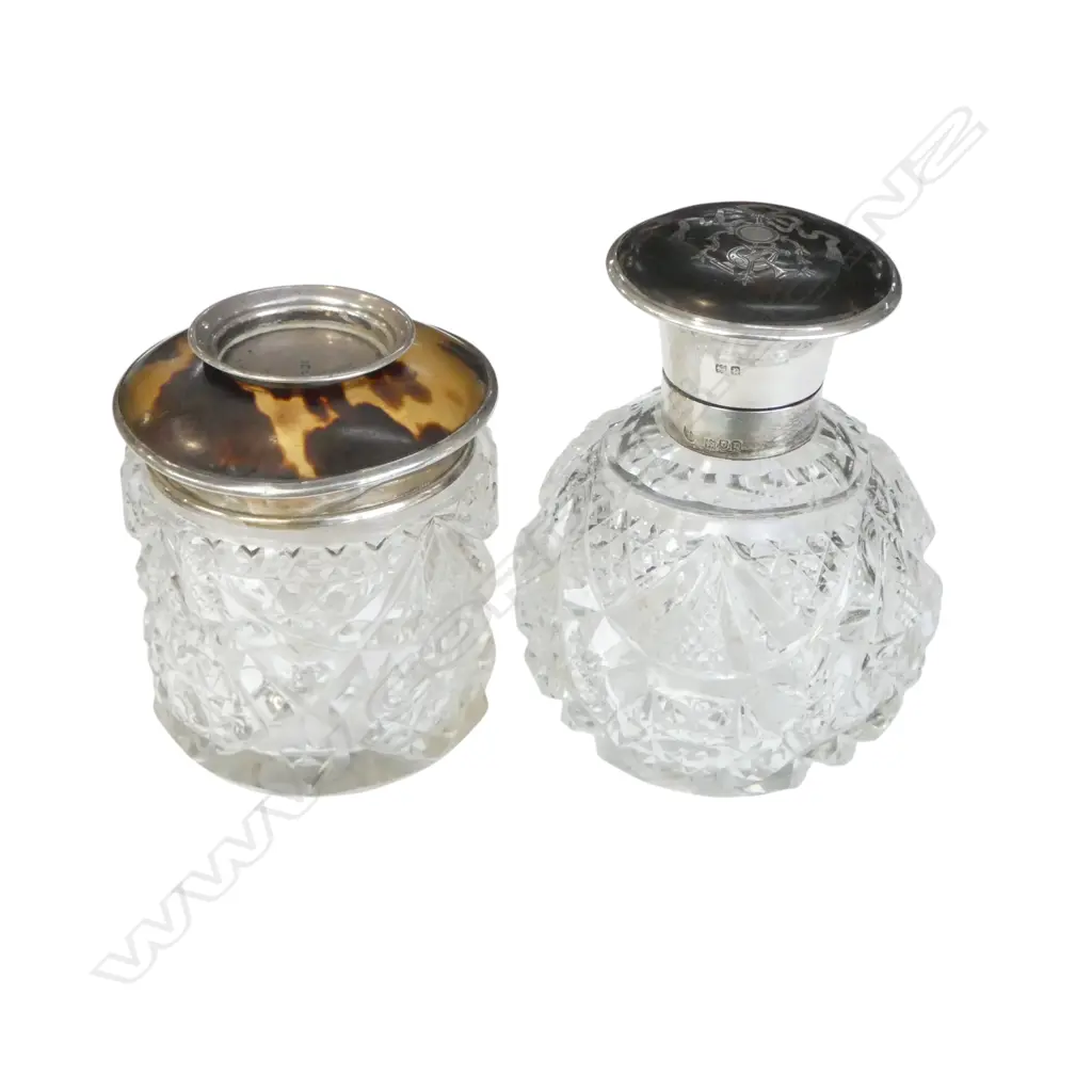 2 STG SILVER TOPPED CRYSTAL BOTTLES H.100mm Image 1++