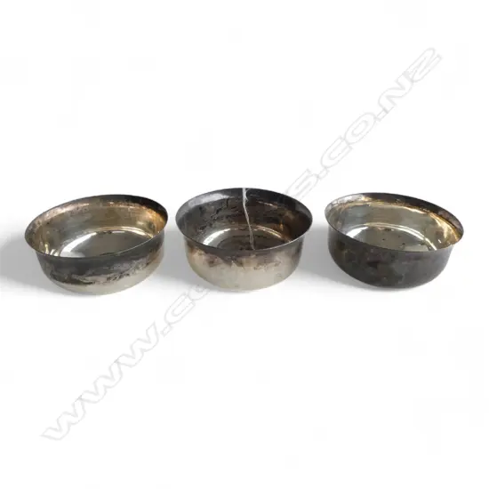 3 'SILVER' MARKED BOWLS Dia.110mm. 297gms