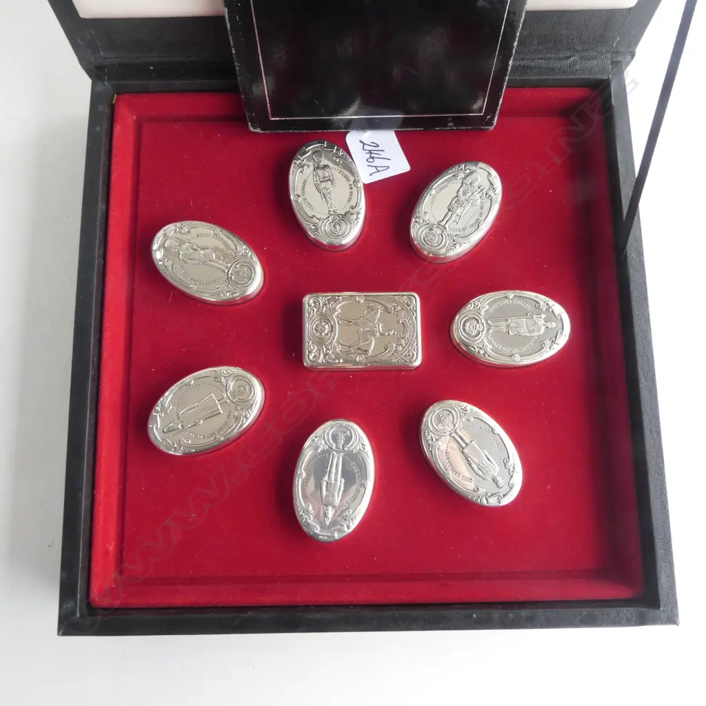 SET OF 8 .925 SILVER 'THE GUARDS REGIMENTS' BOX COLLECTION including certificates of authenticity 206gms BOXED Image 1++