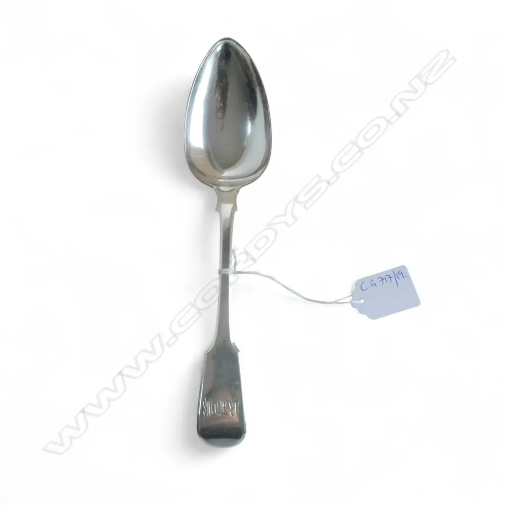 STG SILVER TABLE SPOON, ROBERT RUTLAND LONDON 1819 L.225mm 82gms Image 1++