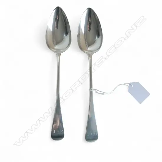 PR STG SILVER TABLE SPOONS, JOHN LAMBE LONDON 1805 L.225mm 108gms