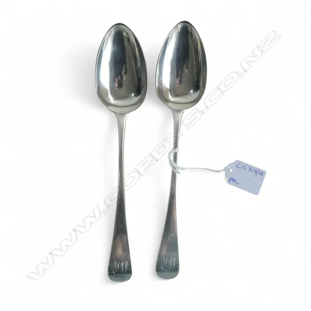 PR STG SILVER TABLE SPOONS, P & W BATEMAN LONDON 1812 L.225mm 127gms Image 1++