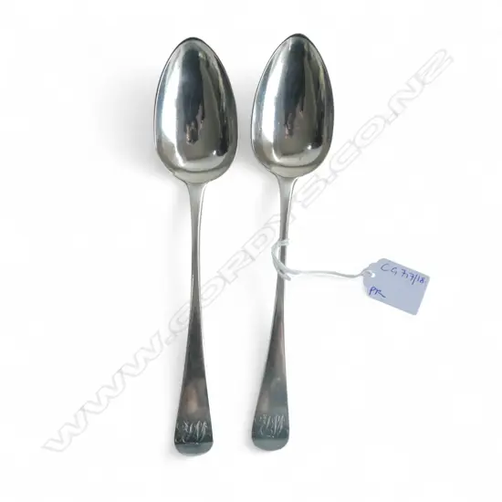 PR STG SILVER TABLE SPOONS, P & W BATEMAN LONDON 1812 L.225mm 127gms