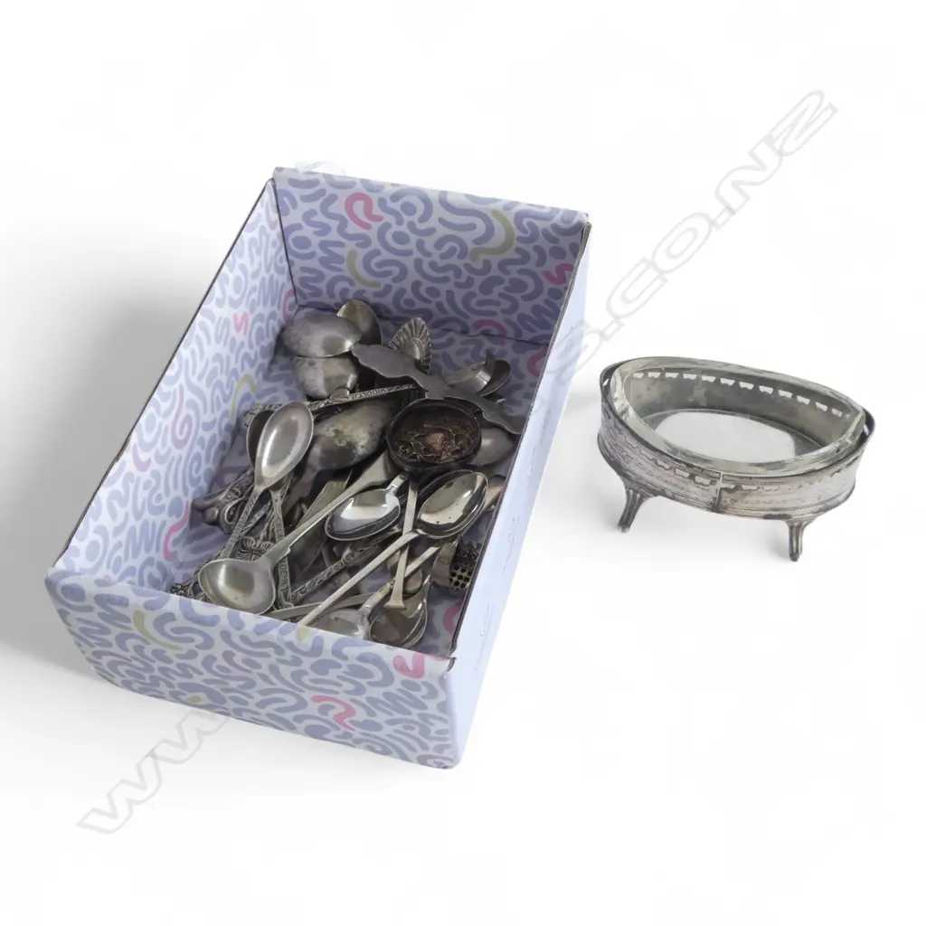 COLLECTION OF SILVER & SILVER PLATED SPOONS + STG SILVER SALT 42.5 etc0gms Image 1++