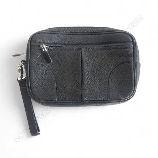OROTON BLACK PEBBLE LEATHER CLUTCH BAG INTERIOR POCKETS OROTON CARE CARD AND DUST BAG 270 x 200mm