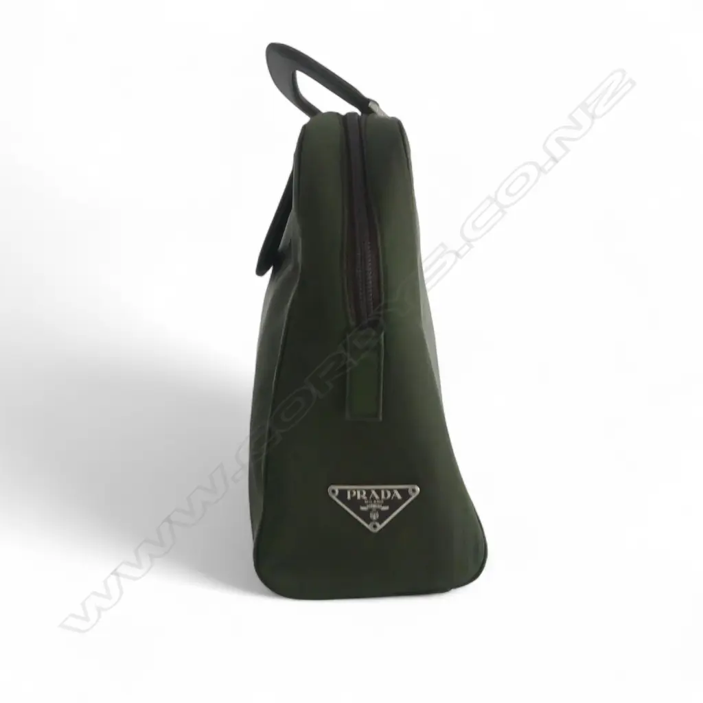 PRADA GREEN NYLON BRIEFCASE HANDBAG W.290mm Image 1++