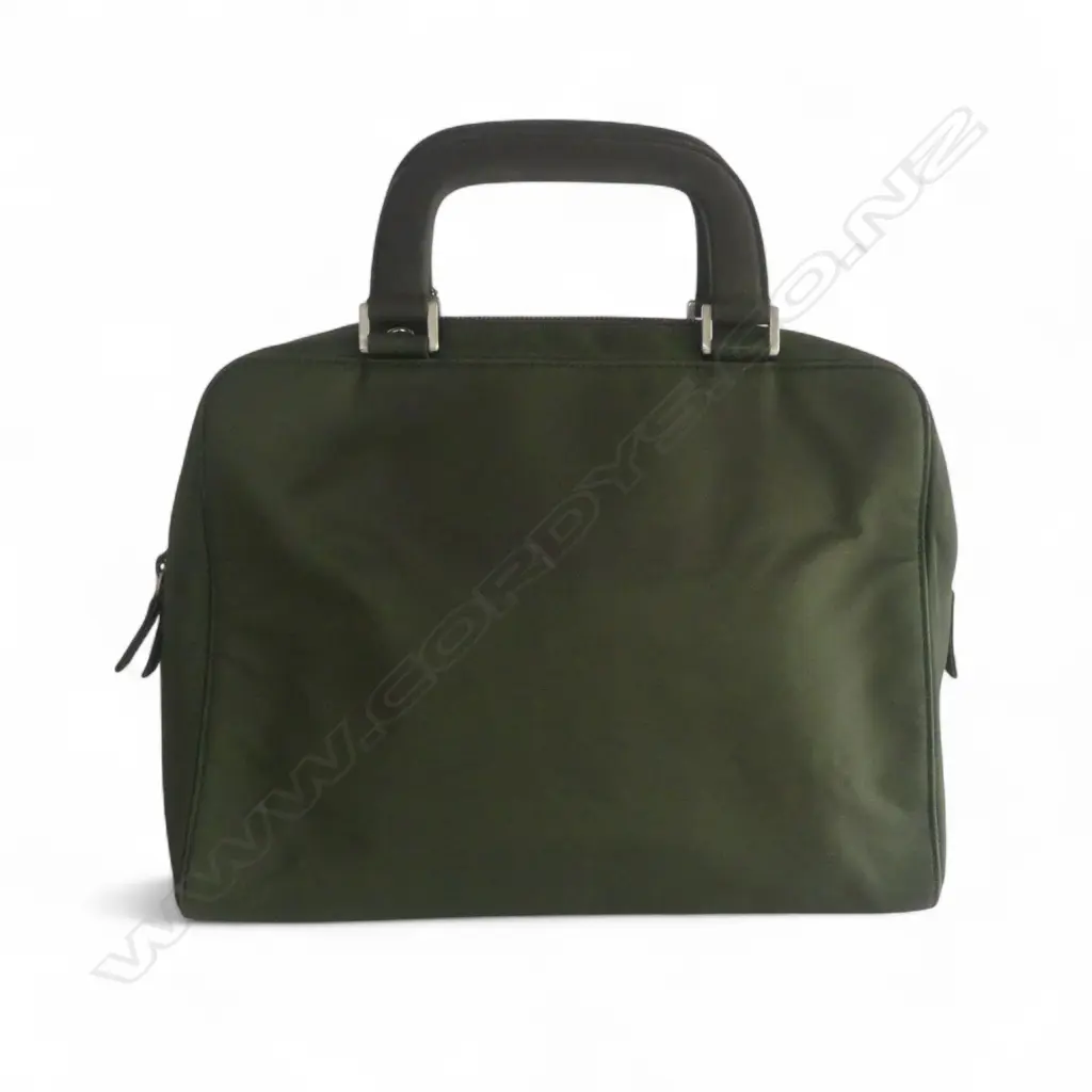 PRADA GREEN NYLON BRIEFCASE HANDBAG W.290mm Image 1++