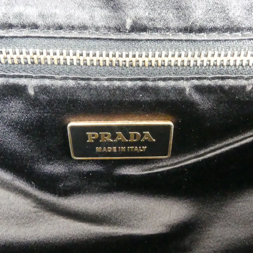 1990s PRADA BLACK LEATHER BOSTON BAG W.350mm Image 1++