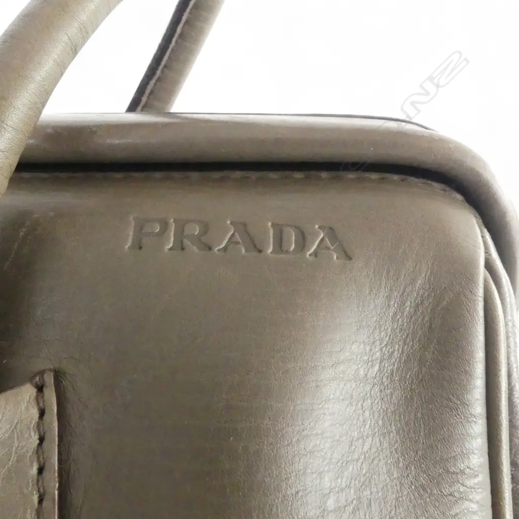 PRADA TAUPE LEATHER BUCKLE TOTE W.330mm Image 1++