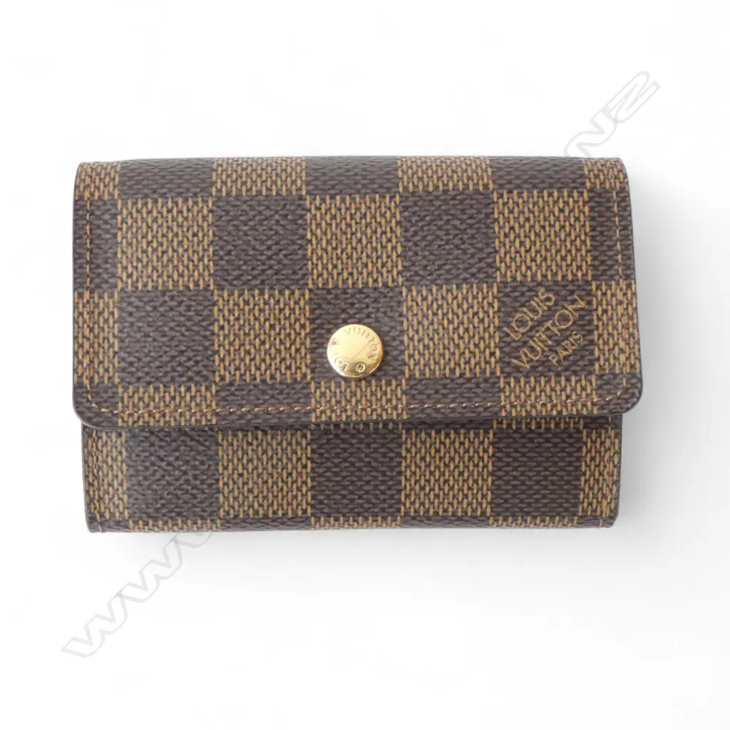 LOUIS VUITTON DAMIER EBENE COIN / CARD WALLET W.100mm BOXED Image 1++