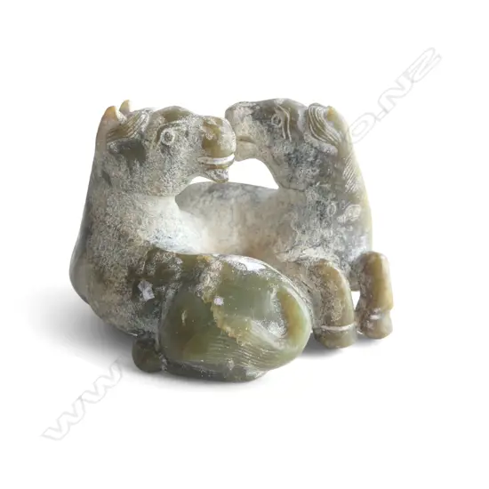 CHINESE CARVED JADE? HORSE FIGURE GROUP W.70mm