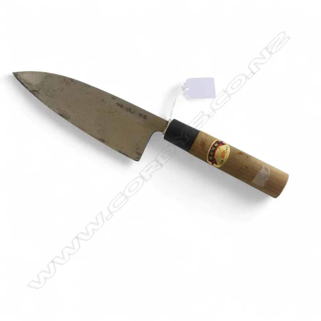 OLD USED JAPANESE CARBON STEEL CHEF KNIFE, SIGNED 300mm Image 1++