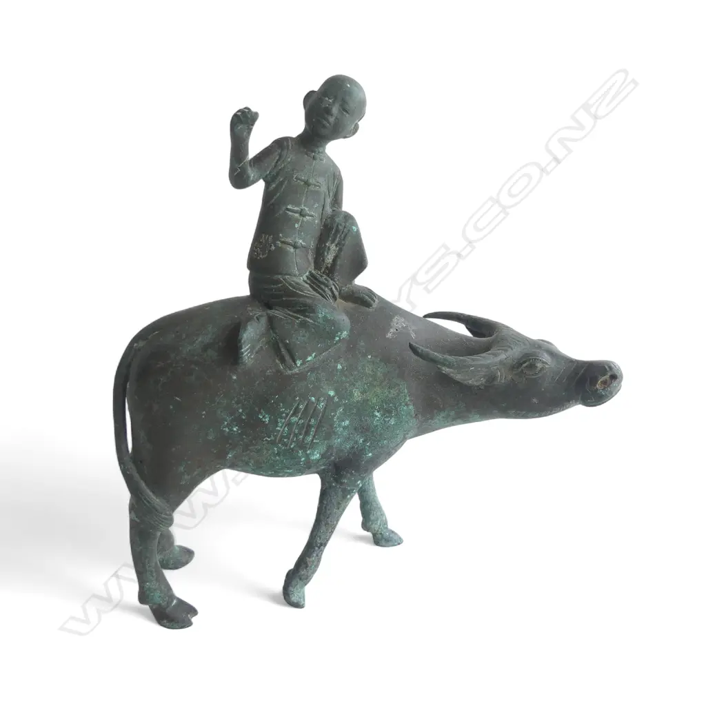 ORIENTAL BRONZE; YOUTH RIDING BUFFALO H.175mm Image 1++