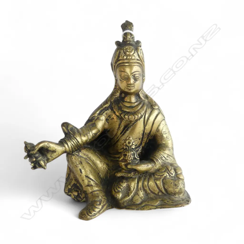 TIBETAN BRONZE PADMASAMBHAVA BUDDHA FIGURE H.145mm Image 1++