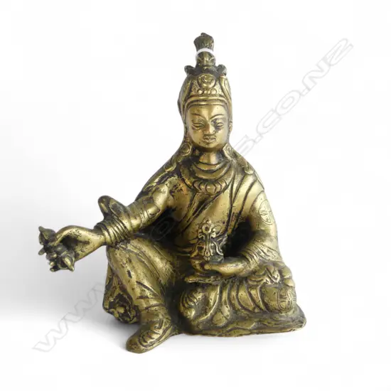TIBETAN BRONZE PADMASAMBHAVA BUDDHA FIGURE H.145mm
