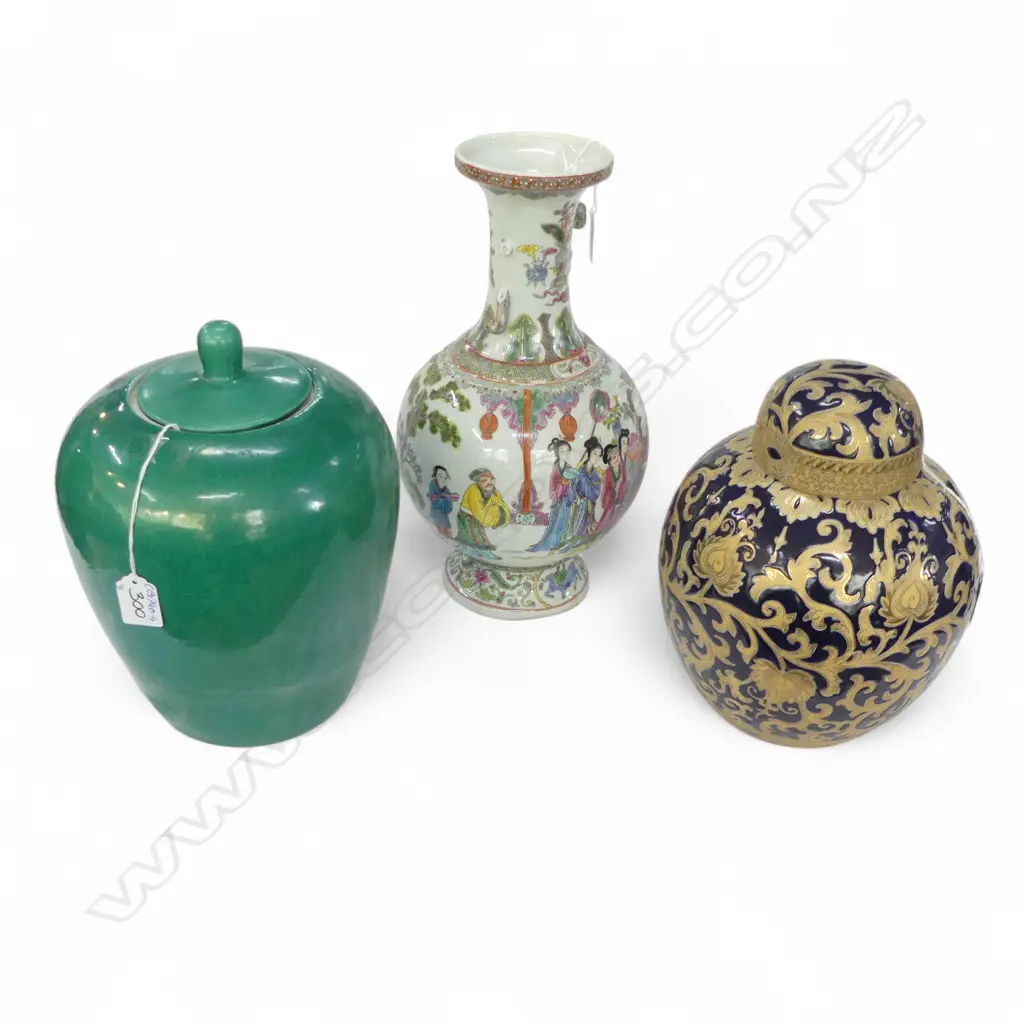 CHINESE FAMILLE ROSE VASE (FAULTS) H.460mm + 2 OTHERS Image 1++