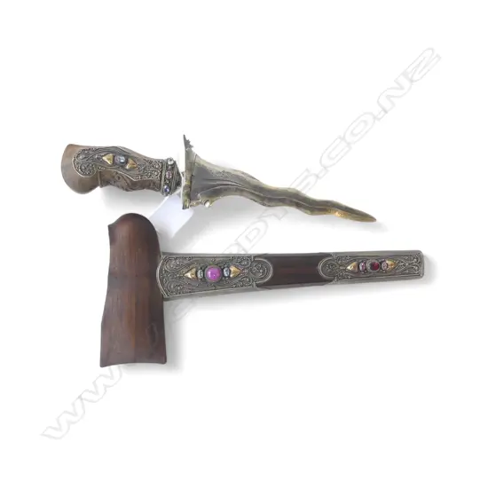 BEJEWELLED ROSEWOOD KRIS L.350mm STAR RUBY & OTHER NATURAL STONES